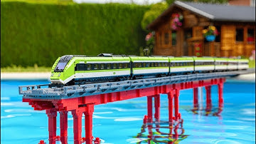 LEGO Train POV | Garden Railway 190 m Track Crossing 2 Bridges & Pool Loop