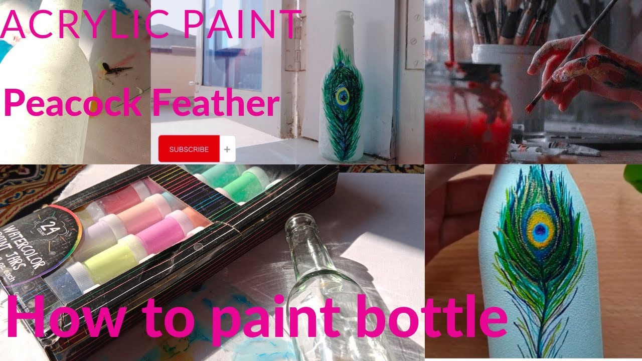 How to paint glass bottle with Acrylic/ Easy way to paint bottle 