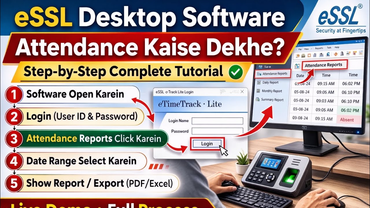eSSL Desktop Software me Attendance Kaise Dekhe | eTimeTrack Lite ...