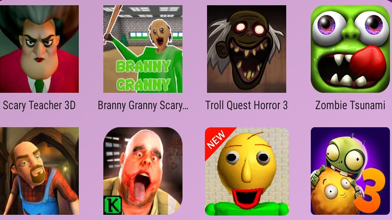 Scary Neighbor 3D, Scary Teacher, Baldi’s Basics, PvZ 3 & Zombie Tsunami | Gameplay Compilation