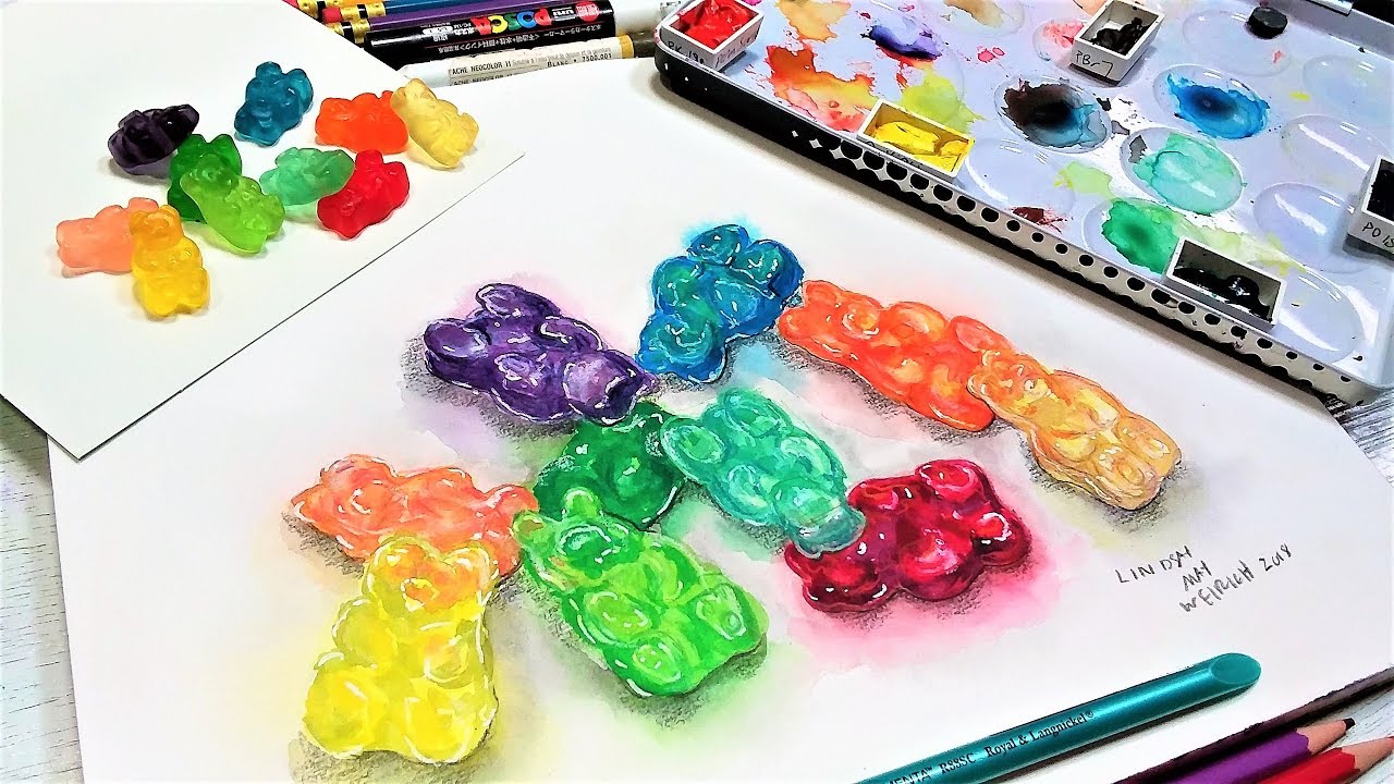 LIVE! Gummy Bears in Watercolor 1230pm ET YouTube
