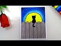 Cómo dibujar un paisaje nocturno con ÓLEO PASTEL - paisajes fáciles