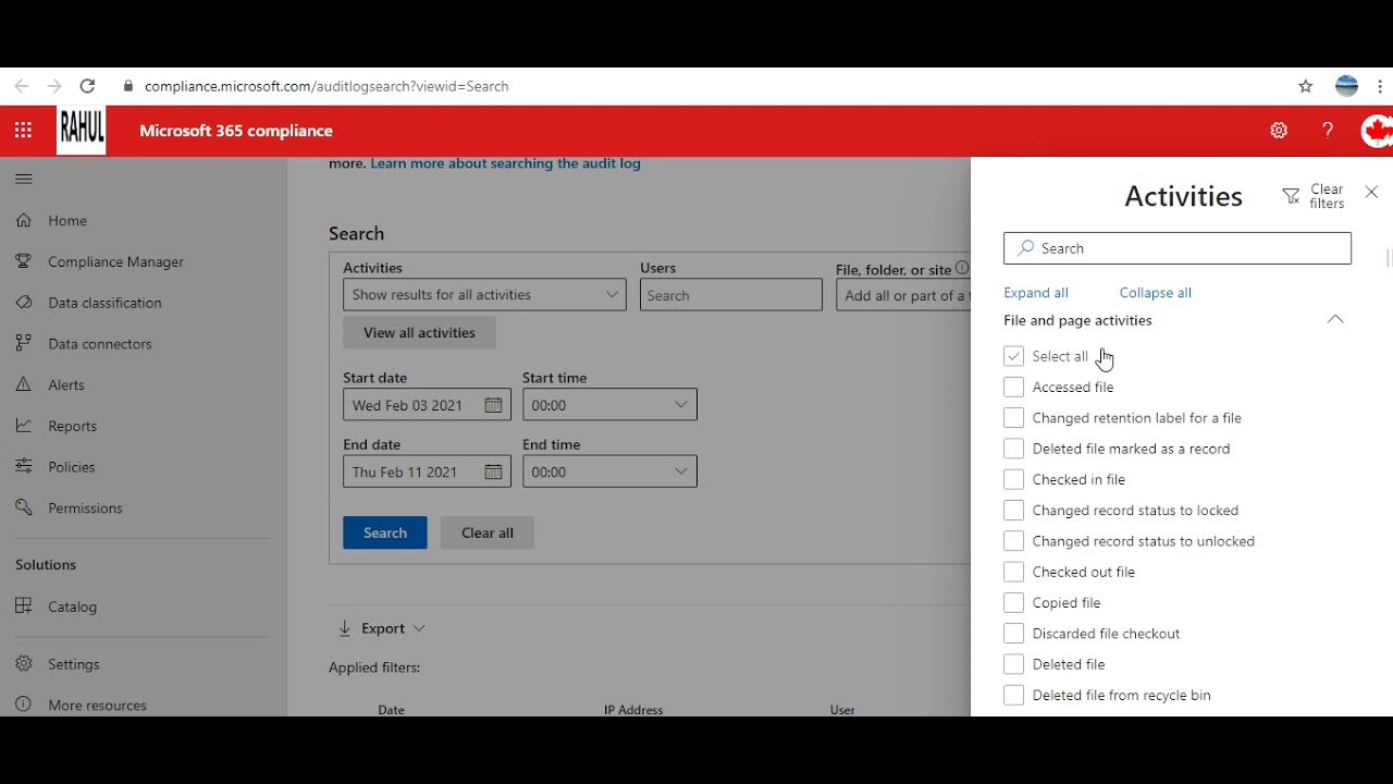 Audit Log Search in Office 365 Step by Step Through Compliance Center