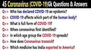45 Coronavirus COVID19 Important Gk Questions  Answers in English || Coronavirus GK | India GK Quiz