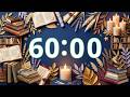 60 Minute Timer — Paper Craft Library + Soft Bell | Study, Reading, Deep Focus, No Music