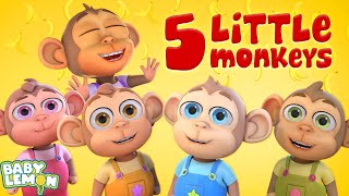 Five Little Monkeys, Nursery Rhymes And Kids Song With Baby Lemon