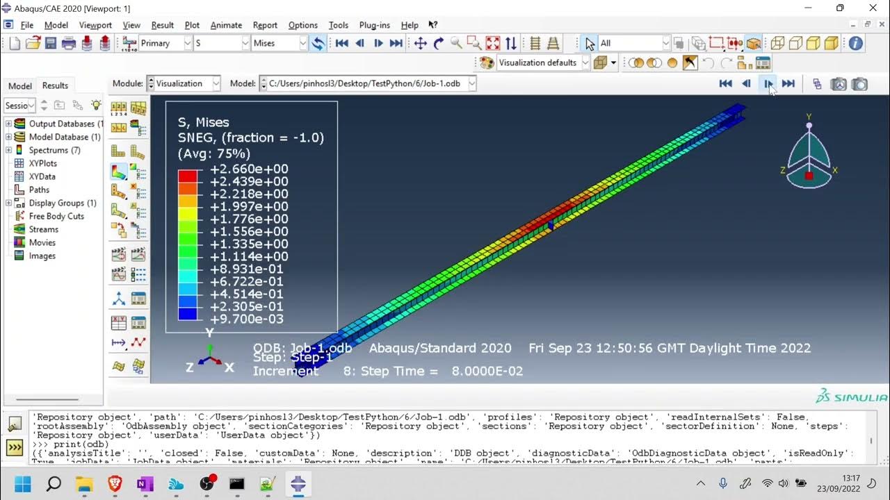 Python for Abaqus - 1.4: Post-Processing - SS I-beams - YouTube image.