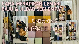Rapihin Baju dan Jilbab Segi Empat | Mini Shopee Haul | Unboxing Rak Gantung Baju