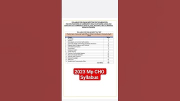 2023 mp CHO syllabus. ..