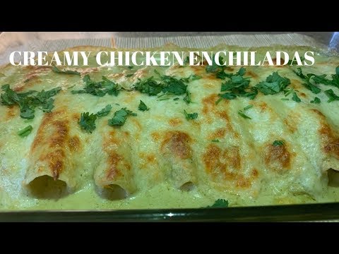 how-to-make-green-creamy-mushroom-chicken-enchiladas