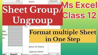 Excel Sheet Group/Ungroup Tutorial Format Multiple Sheet in 1 Step #excel #exceltutorial #excelsheet