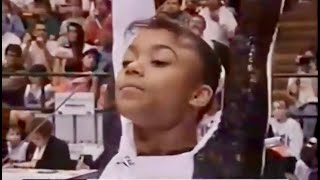 Dominique Dawes wins uneven bars with a huge Hindorff and a tucked full out dismount!