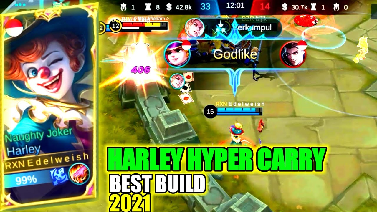 HARLEY HYPER CARRY | BEST BUILD + CRAZY BURS DAMAGE MOBILE LEGENDS BANG BANG