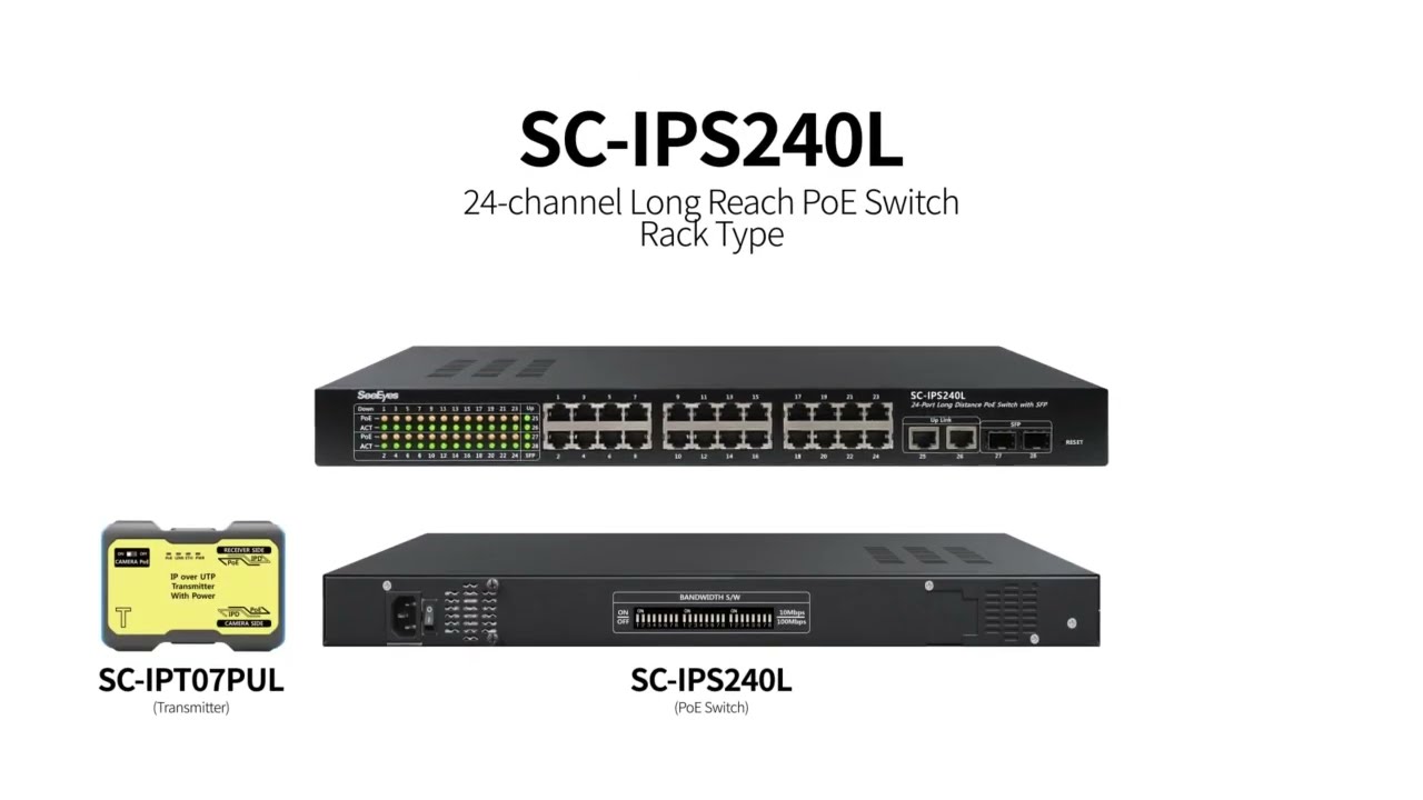 SC-IPS240L : 24-Channel Long Reach PoE Switch