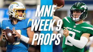 Monday Night Football NFL Player Props 2023 | CHARGERS vs JETS | Week 9 MNF Prop Bets | LINEUPS