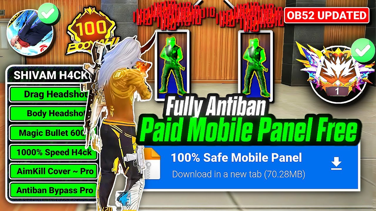 Free Fire Panel OB52 💀 Free Fire Mod Menu 100% Safe 😈 Free Fire Injector Safe  || 