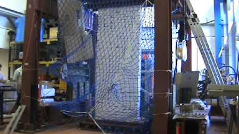 Bending-Buckling test of URM Wall #3. General view