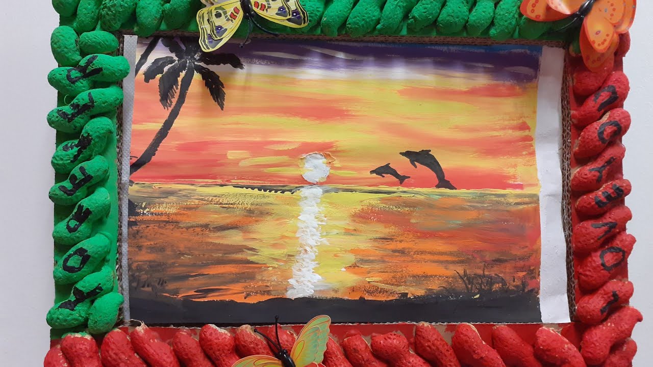 how-to-make-photo-frame-with-peanut-shells-waste-material-using-ideas