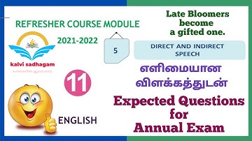 11th English Refresher Course Module 2021 || Class 11 Direct and Indirect Speech ||  Exercise - 5