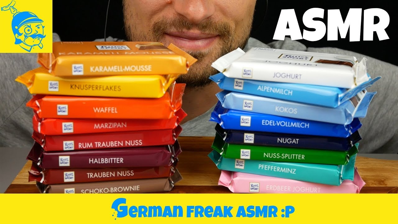 ASMR eating 16 bars of Ritter SPORT (German chocolate)! - GFASMR