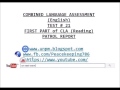 TEST # 21 COMBINED LANGUAGE ASSESSMENT (English)  FIRST PART of CLA (Reading) PATROL REPORT