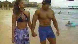 Unknown Bodybuilder Walk on Beach
