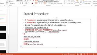 Stored Procedure in pl/sql - part1