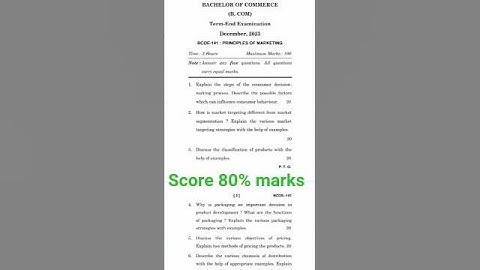 BCOE- 141 / principal of marketing /Most importance question