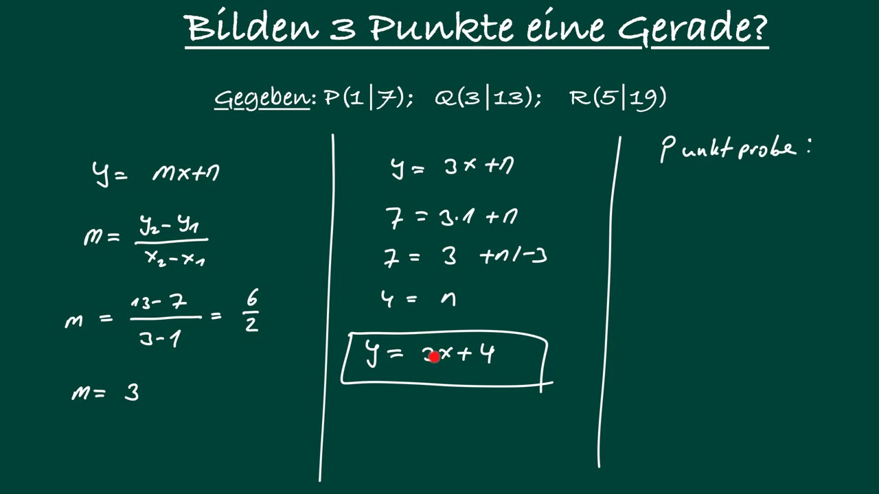 Lineare Funktionen - Bilden drei Punkte eine Gerade? - YouTube