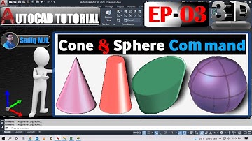 #3 - AutoCad 3D Tutorial Cone Command & Sphere Command In Hindi