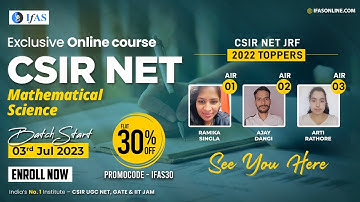 CSIR NET & RPSC Batch Starting from 3rd 2023 July at IFAS