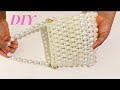 how to make simple pearl beaded bag/DIY bead bag/bead bag making tutorial/how do you make a bead bag