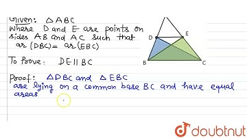 D and E arepoints on sides AB and AC respectively ofDelta A B C such that a r\\ (D B C)\\ =\\ a ...