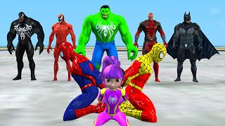 Siêu nhân người nhện |rescues 5 kids Spider Man vs Iron Man,Batman,Venom,Hulk,Captain America,thanos