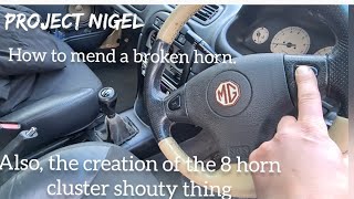 Mending a steering wheel horn, and the creation of the 8 horn shouty thing!