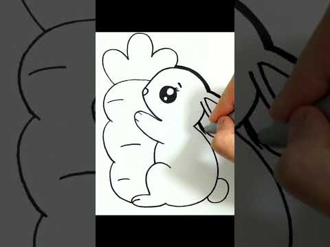 How to draw a bunny with a carrot. Как нарисовать зайчика с морковкой.