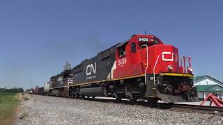 CN 5439 SD60 leads Norfolk Southern 12Q and other trains
