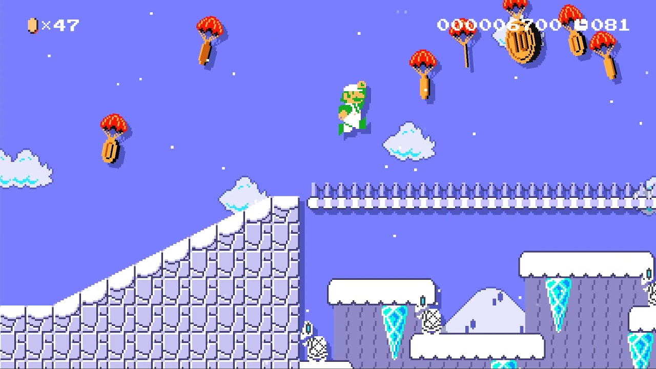 Snowy Underworld - Super Mario Maker 2 - Course World Gameplay - YouTube