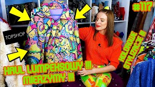 HAUL LUMPEKSOWY  KOLOROWE PEREŁKI Z SECOND HANDU  MIERZYMY  TRY ON  TOPSHOP 117