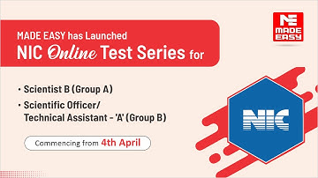 NIC 2023 Test Series |Scientist-B /Scientific Officer /Technical Assistant A | Enroll Now| MADE EASY