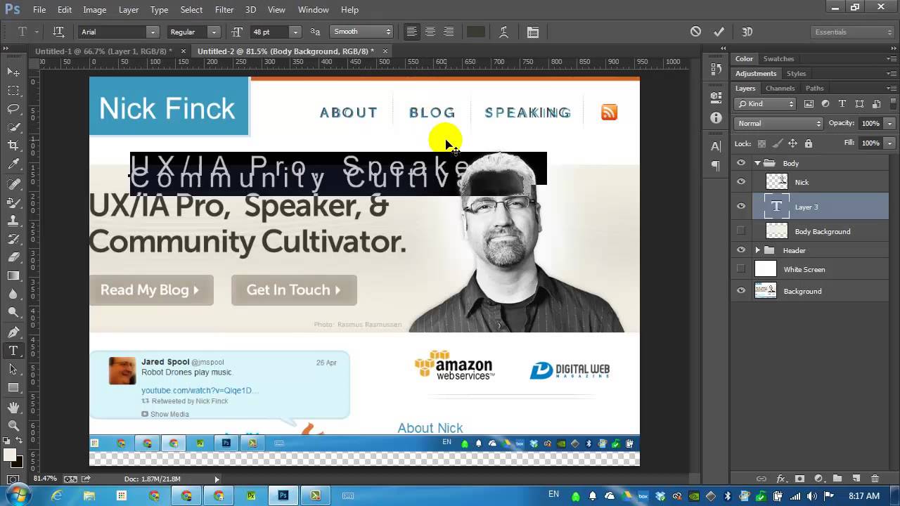 Mimic a web site using Photoshop CC