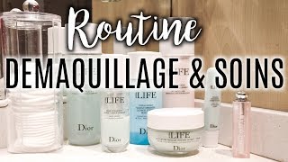 ROUTINE • Démaquillage & soins (Gamme Hydra Life Dior) - YouTube