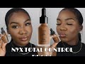 *NEW FORMULA* NYX TOTAL CONTROL FOUNDATION DROPS FULL COVERAGE COMPLEXION ROUTINE + REVIEW |