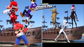 Mario sports mix basketball Mario Ninja and Waluigi Vs Riposte Sole Crusher and Princess Fragrance