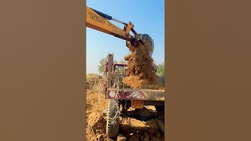 Jcb 3dx Backhoe Loader Machine Loading Mud In Massey Ferguson 7250 Di Tractor #shorts