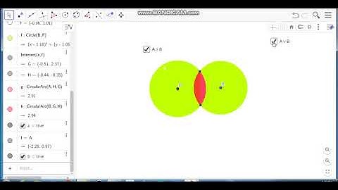 intersection and union between two circles on geogebra
