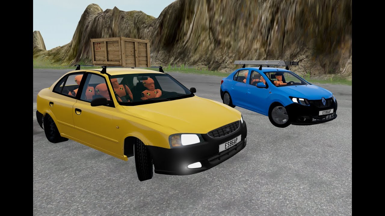 Hyundai Accent VS Renault Logan Downhill crash test - YouTube