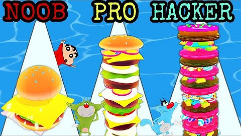 Noob vs Pro vs Hacker in Burger Rush | With Oggy and Jack | Tiroti Gaming