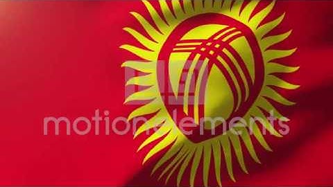 Kyrgyzstan Flag Waving In The Wind. Looping Sun Rises Style. Animation Loop Stock Animation