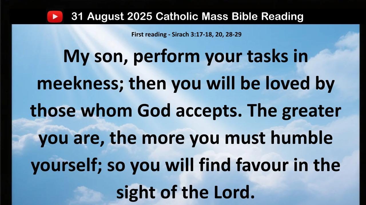 Sunday 31 August 2025 Catholic Mass Bible Reading - YouTube